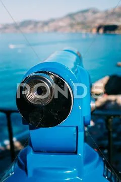Coin Operated Telescope For Sightseeing Stock Photos