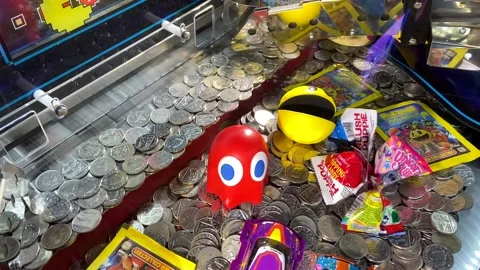 A Coin Pusher Arcade Machine In The Casino Stock Video Footage