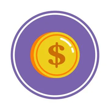 Coin in purple circle Stock Illustration
