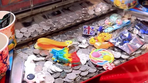 Coin Pusher Arcade Machine Stock Video Footage Royalty Free Coin