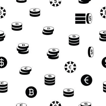 Coin seamless pattern background icon. Illustrazione stock
