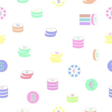Coin seamless pattern background icon. Stock Illustration