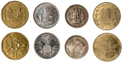 Coin set, isolated Stock Photos