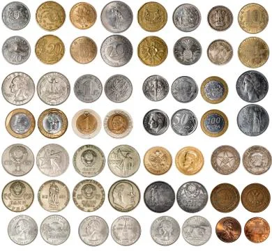 Coin set, isolated Stock Photos