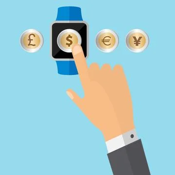 Coin on a smartwatch Stock Illustration