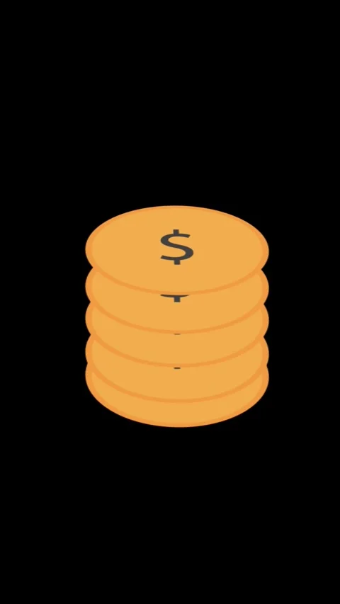 Coin stack animation with orange dollar signs. Coin stack financial money a.. Stock Footage 346051768