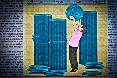 Coin stack with bar graph Stock Illustration