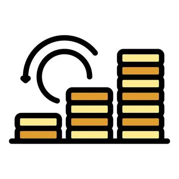 Coin stack boost icon color outline vector Illustrazione stock