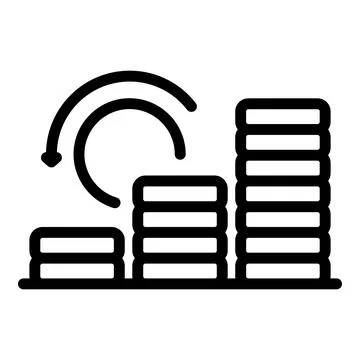 Coin stack boost icon, outline style Stock Illustration