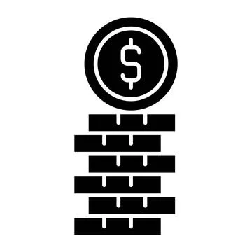 Coin Stack Glyph Icon Stock Illustration