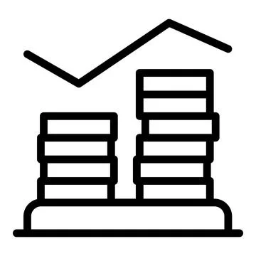 Coin stack graph icon, outline style Stock Illustration