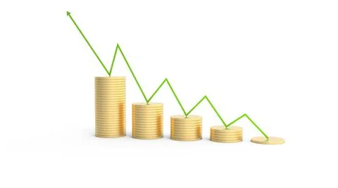 Coin stack with green arrow. 3d illustration. Stock Illustration