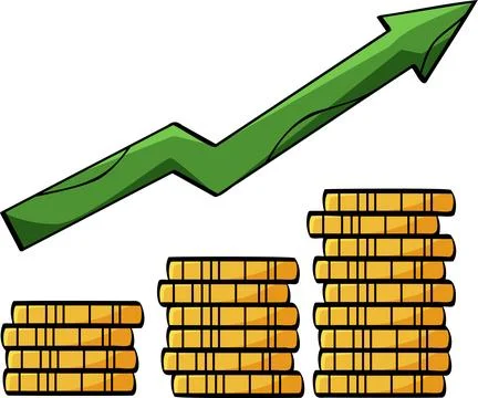 Coin stack growth chart illustration, investment return graphic, financial Stock Illustration
