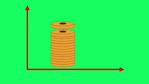 Coin Stack Growth Graph 4K Financial Investment Animation Video stock 312119914