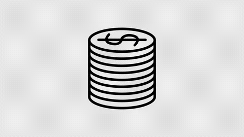 Coin Stack Icon Animation 4K Transparent Background Drawing Effect Reveal Stock Footage 324583542