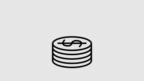 Coin Stack Icon Animation 4K Transparent Background Seamless Loop Black Line Stock Footage 324584363