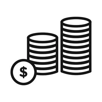 Coin stack icon black and white vector sign 스톡 일러스트