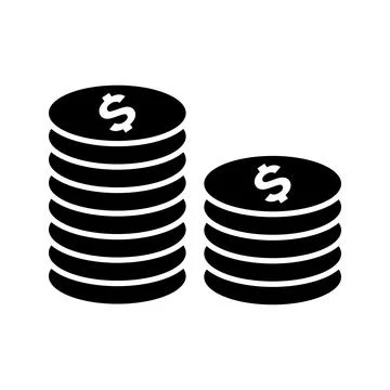 Coin Stack icon. Black design. Stock Illustration
