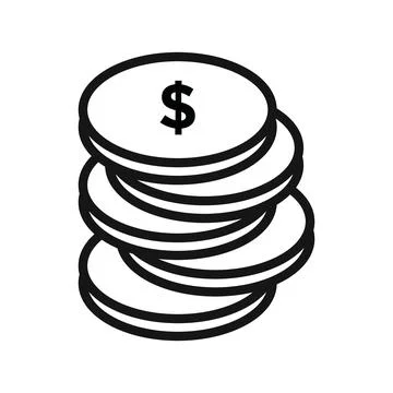 Coin stack icon Black line art vector Stock Illustration