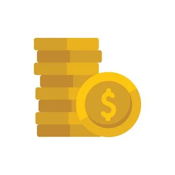 Coin stack icon flat vector. Finance payment 스톡 일러스트