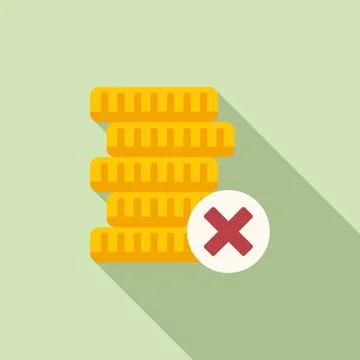 Coin stack icon flat vector. Card error Stock Illustration
