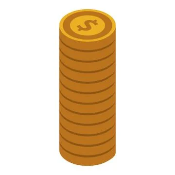 Coin stack icon, isometric style Stock Illustration