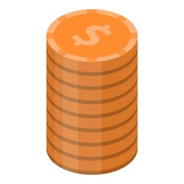Coin stack icon, isometric style Stock Illustration