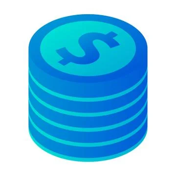 Coin stack icon, isometric style Stock Illustration