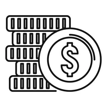 Coin stack icon, outline style イラスト素材