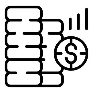 Coin stack icon outline vector. Revenue money Stock Illustration