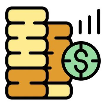 Coin stack icon vector flat Stock Illustration