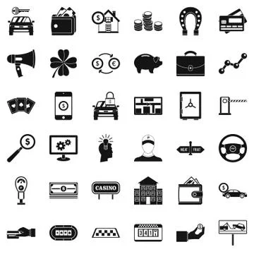Coin stack icons set, simple style Illustrazione stock