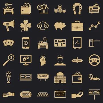 Coin stack icons set, simple style Illustrazione stock