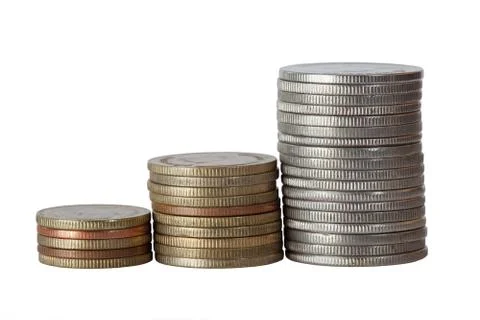 Coin stack isolated on white background Stock Photos