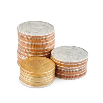 Coin stack isolated on white with clipping path Stock Photos