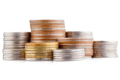Coin stack isolated on white with clipping path Stock Photos