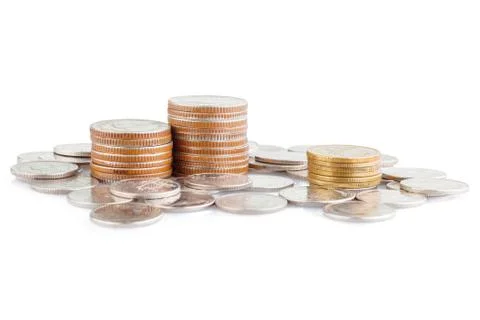 Coin stack isolated on white with clipping path Stock Photos