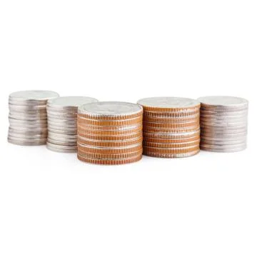 Coin stack isolated on white with clipping path Stock Photos