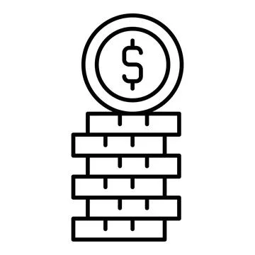 Coin Stack Line Icon Stock Illustration