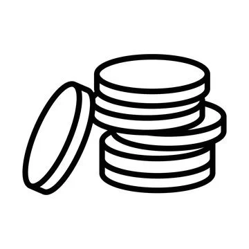 Coin stack linear logo mark in black and white 스톡 일러스트