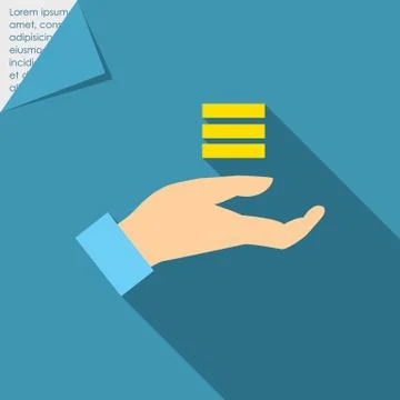 Coin stack on palm Stock Illustration