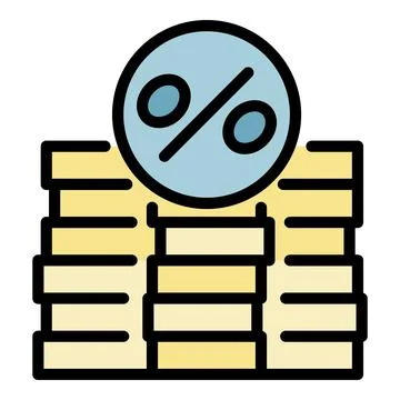 Coin stack percent icon color outline vector Illustrazione stock