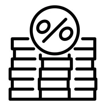 Coin stack percent icon, outline style Stock Illustration