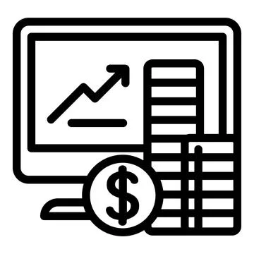 Coin stack report icon, outline style Stock Illustration
