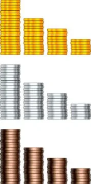 Coin stack set Stock Illustration
