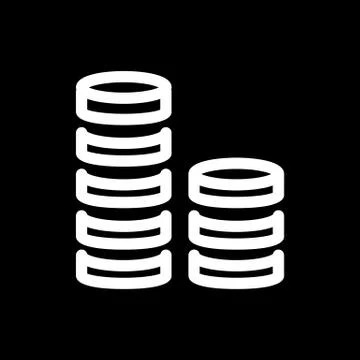 Coin stack vector icon. Black and white money illustration. Outline linear Stock Illustration