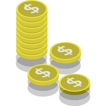 Coin stack vector money icon gold dollar pile Stock Illustration