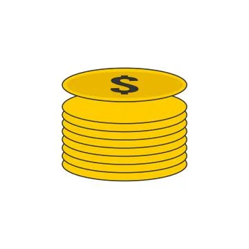 Coin Stack Vector Outline Icon Illustration Stock Illustration