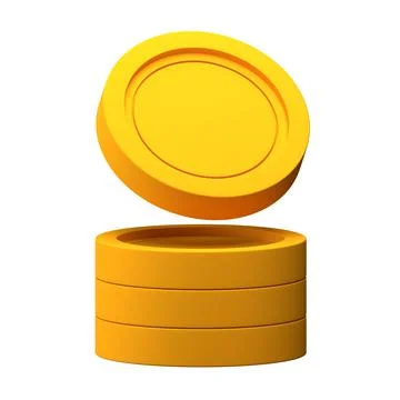 Coin Stack on White Background Isolated 3D Illustration Stock Illustration