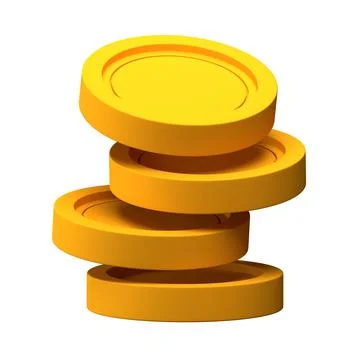 Coin Stack on White Background Isolated 3D Illustration Stock Illustration